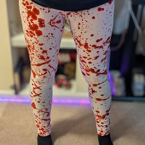 Halloween 🔪Red and White (Blood) Splatter Leggings